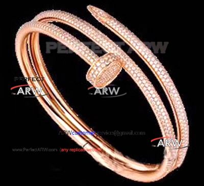 Perfect Replica Cartier Double Nail Rose Gold Diamond Bracelet